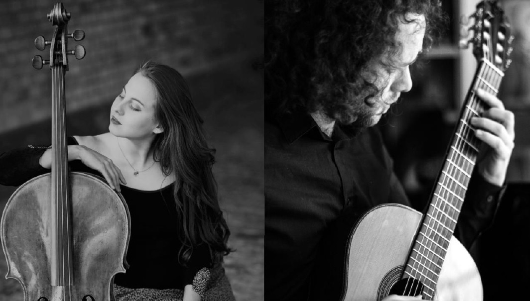 Das SynUs Duo: Gitarrist Guy Woodcock und die Cellistin Zuzanna Szambelan. Bild: Musikschule City West